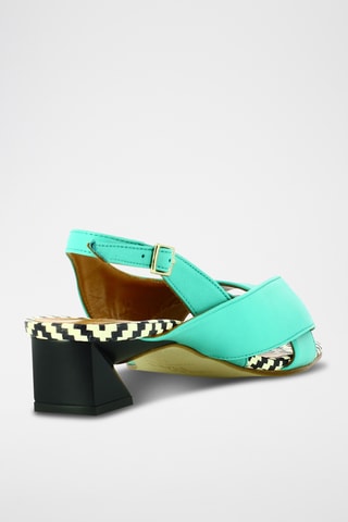 Sandales à talons en cuir - Turquoise