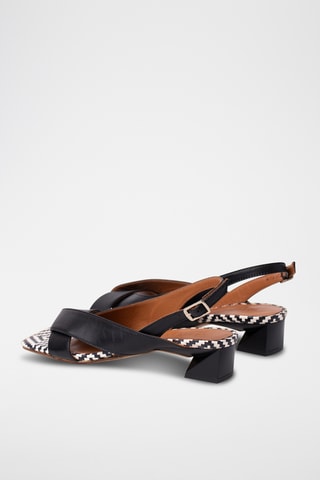 Sandales à talons en cuir - Noir