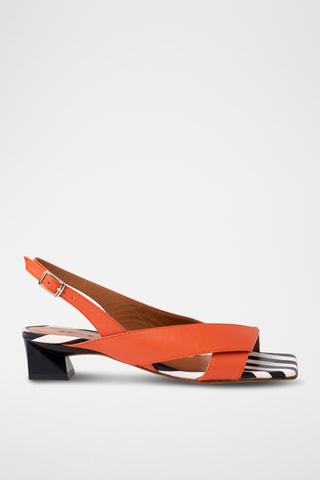 Sandales à talons en cuir - Orange