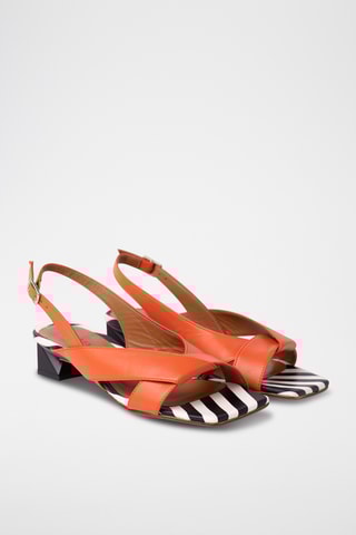 Sandales à talons en cuir - Orange