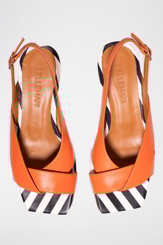Sandales à talons en cuir - Orange