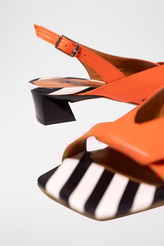 Sandales à talons en cuir - Orange