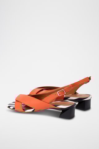 Sandales à talons en cuir - Orange