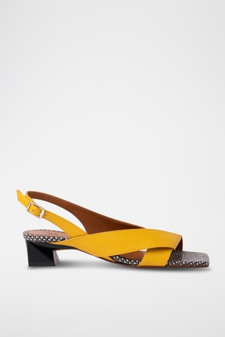 Sandales à talons en cuir - Jaune