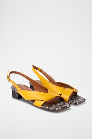 Sandales à talons en cuir - Jaune