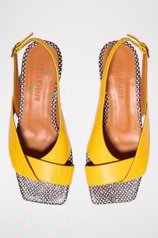 Sandales à talons en cuir - Jaune