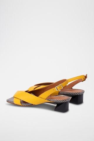 Sandales à talons en cuir - Jaune