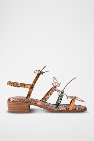 Sandales à talons en cuir - Orange