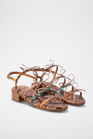 Sandales à talons en cuir - Orange