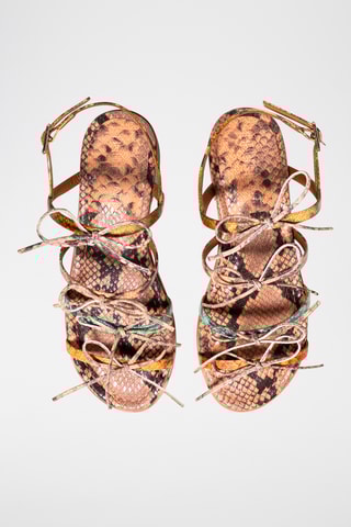 Sandales à talons en cuir - Orange