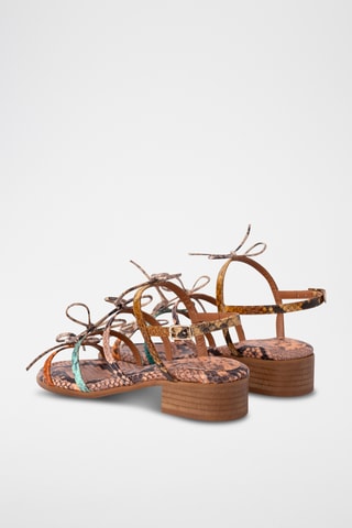 Sandales à talons en cuir - Orange
