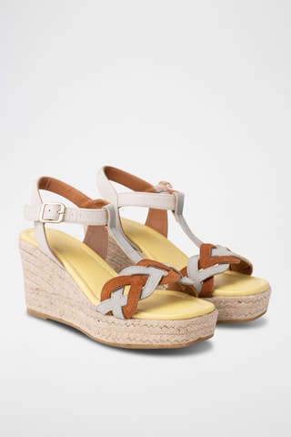Sandales compensées en cuir - Blanc