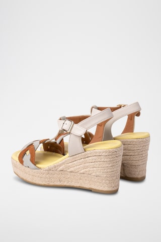 Sandales compensées en cuir - Blanc