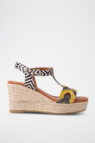 Sandales compensées en cuir - Noir