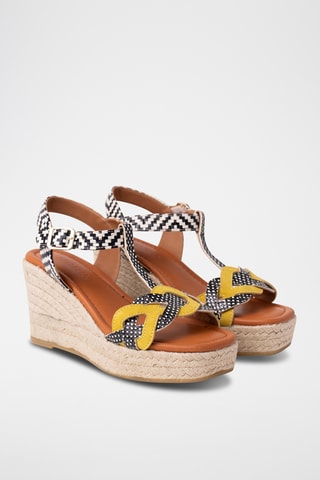 Sandales compensées en cuir - Noir