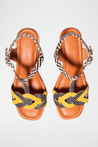 Sandales compensées en cuir - Noir