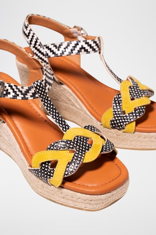Sandales compensées en cuir - Noir