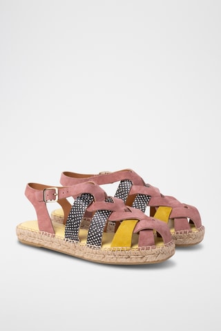 Sandales en nubuck - Rose et blanc