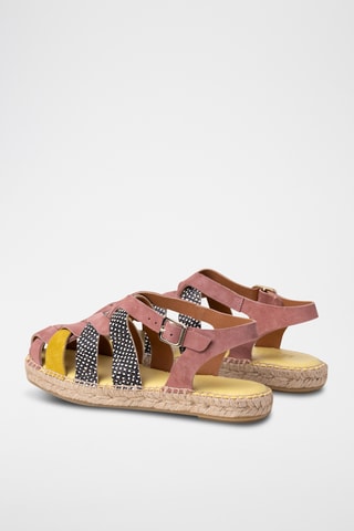 Sandales en nubuck - Rose et blanc
