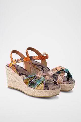 Sandales compensées en cuir - Saumon