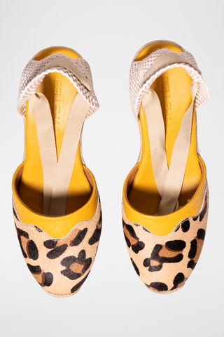 Espadrilles compensées en cuir - Beige et noir