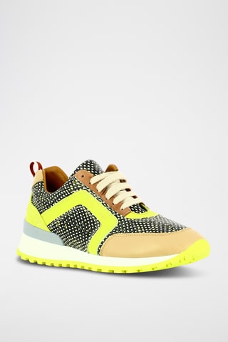 Leren Sneakers - Felgroen en zwart