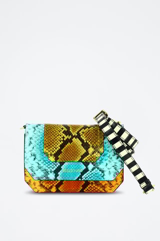 Leren Schoudertas - Oranje en Turquoise 