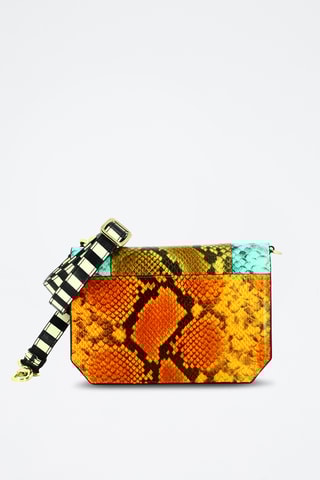 Leren Schoudertas - Oranje en Turquoise 