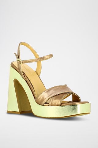 Sandales à talons en cuir - Doré