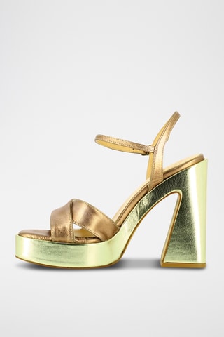 Sandales à talons en cuir - Doré