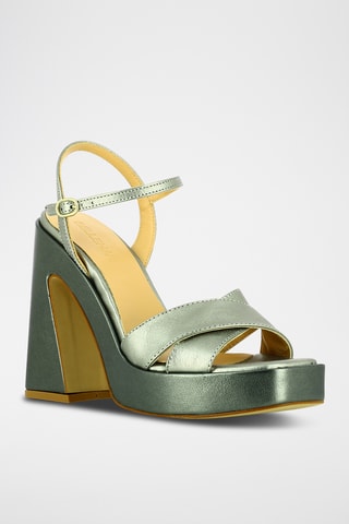 Sandales à talons en cuir - Argenté