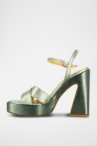 Sandales à talons en cuir - Argenté