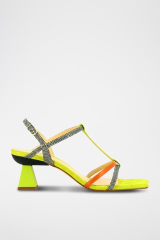 Sandales à talons en cuir - Jaune et noir