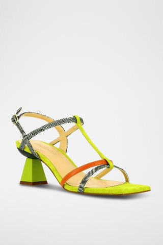 Sandales à talons en cuir - Jaune et noir