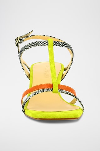Sandales à talons en cuir - Jaune et noir