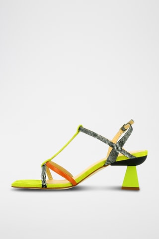 Sandales à talons en cuir - Jaune et noir