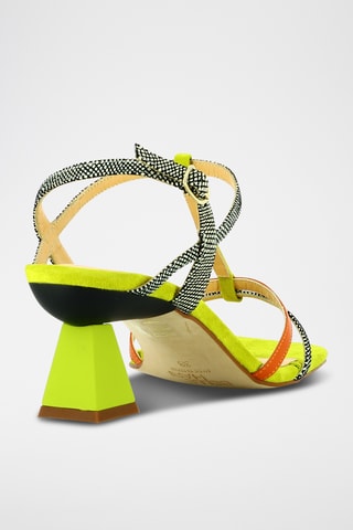 Sandales à talons en cuir - Jaune et noir