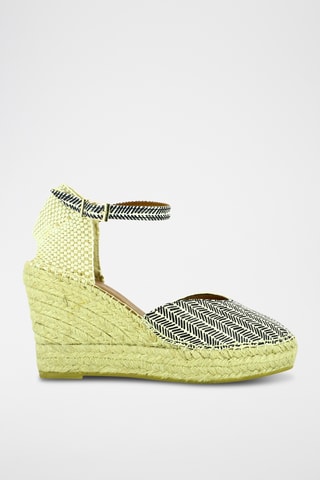 Espadrilles compensées en cuir - Blanc et noir