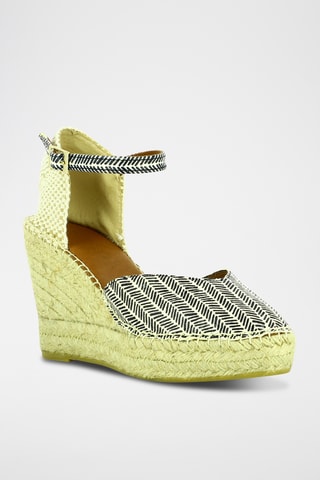 Espadrilles compensées en cuir - Blanc et noir