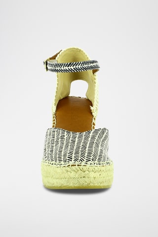 Espadrilles compensées en cuir - Blanc et noir