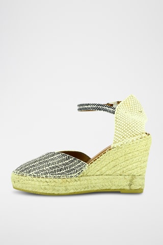 Espadrilles compensées en cuir - Blanc et noir