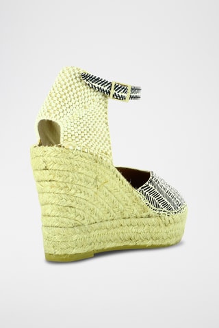 Espadrilles compensées en cuir - Blanc et noir