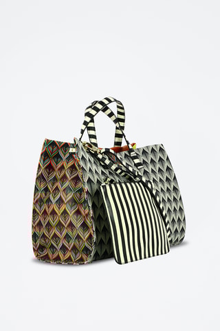 Leren Handtas en Clutch - Wit en Zwart