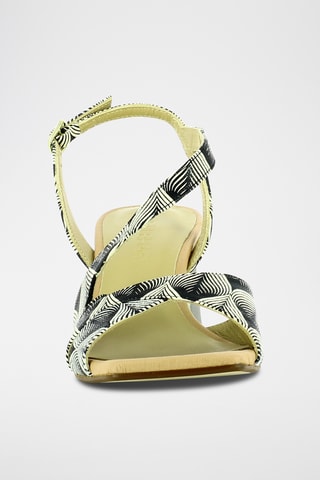 Sandales à talons en cuir - Blanc et noir