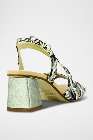 Sandales à talons en cuir - Blanc et noir