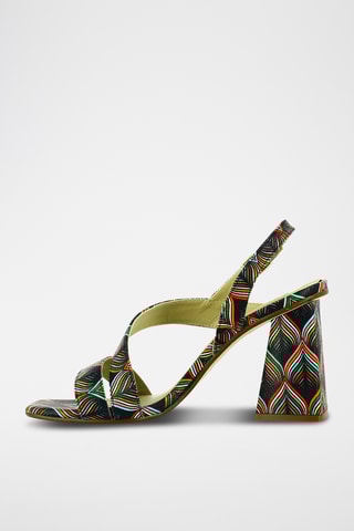 Sandales à talons en cuir - Blanc et noir