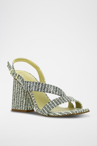 Sandales à talons en cuir - Blanc et noir
