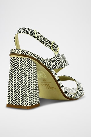 Sandales à talons en cuir - Blanc et noir