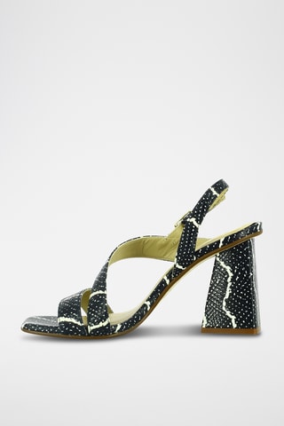 Sandales à talons en cuir - Noir