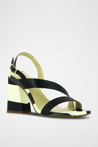 Sandales à talons en cuir - Noir